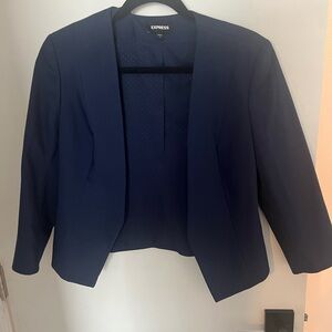 Navy Blue Express Lapelless cropped blazer